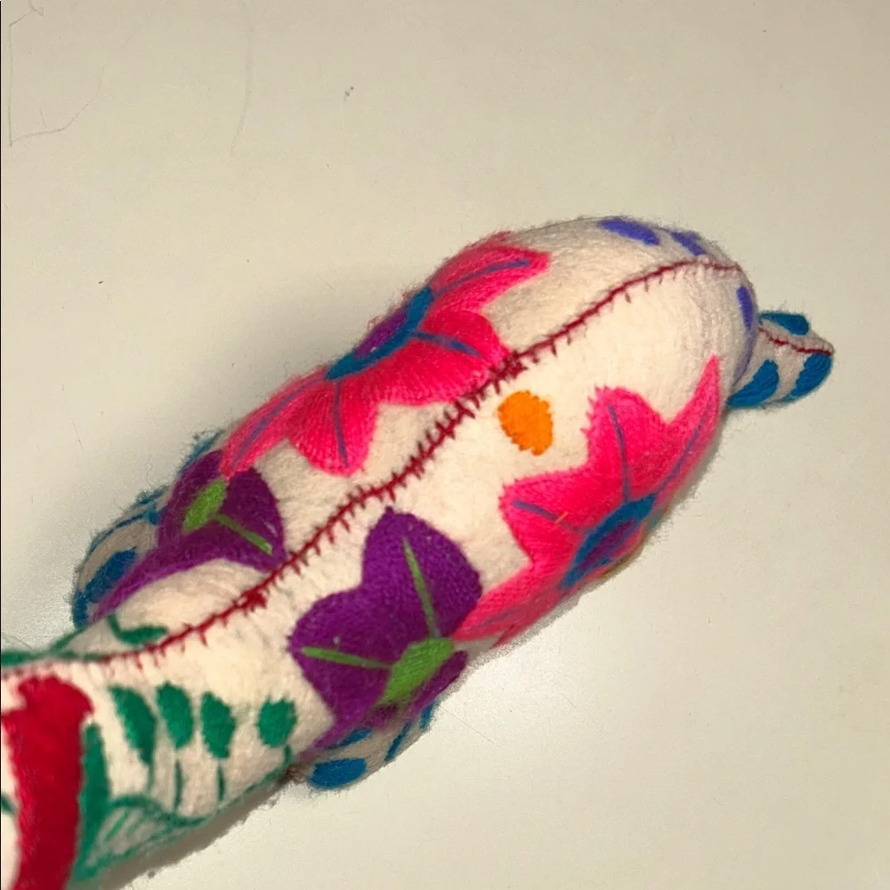 Mexican Handmade Unique Felt Floral Embroidered Dinosaur Brachiosaurus Plush